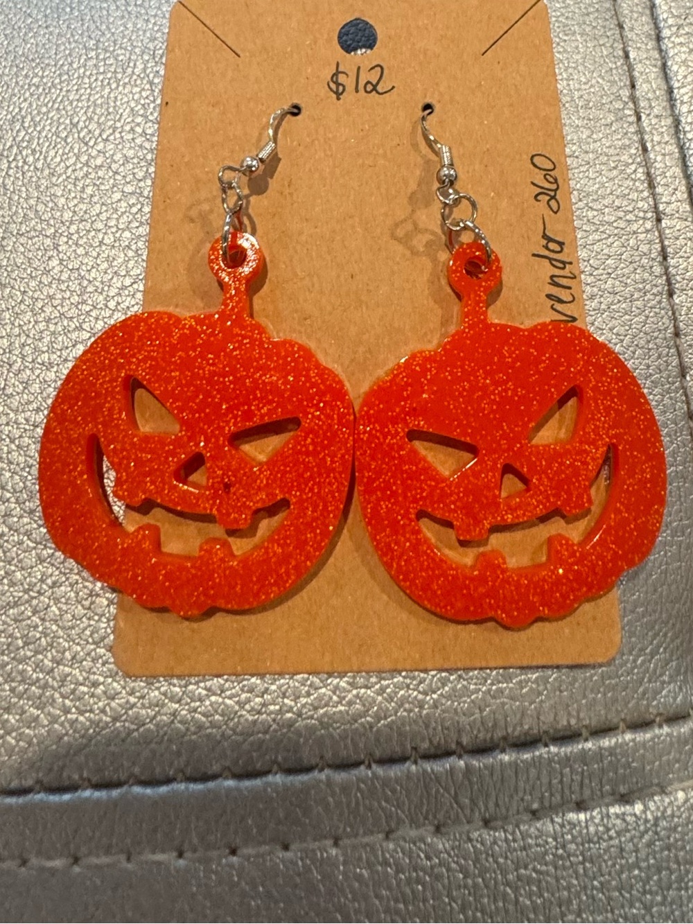 Halloween Pumpkin Dangle Earrings - Orange
